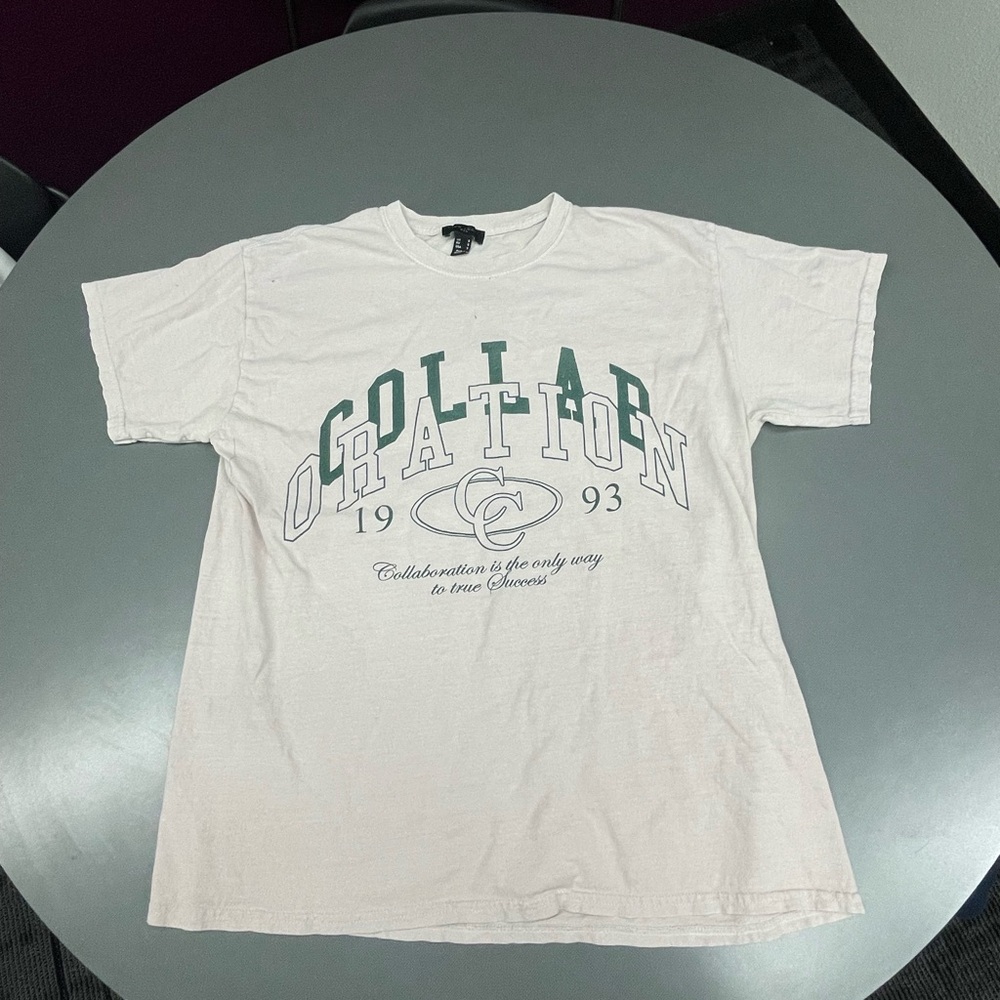 White Graphic T-Shirt with Green Print